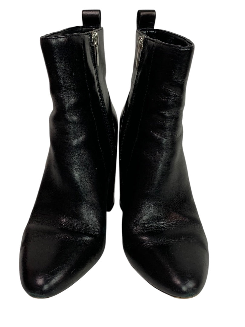 Size 6 Vince Camuto Womens Black Leather Booties 4 Inch Block Heel Enverna