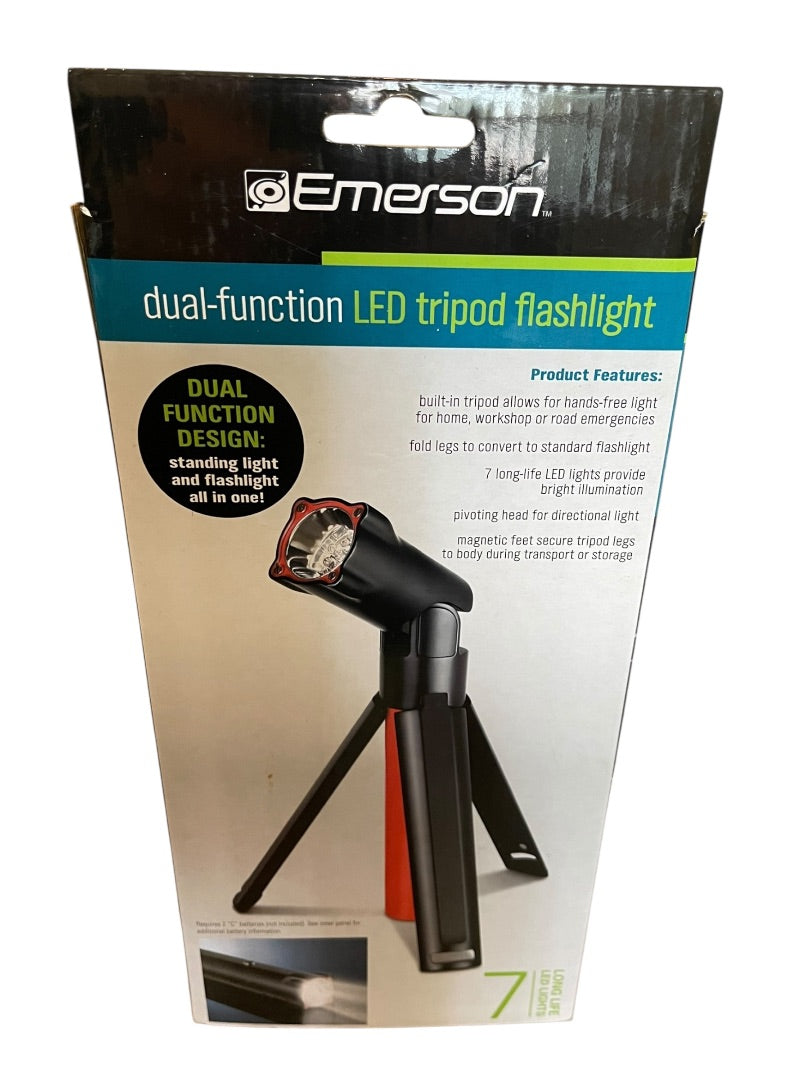 Emerson Dual Function LED Tripod Adjustable Flashlight New