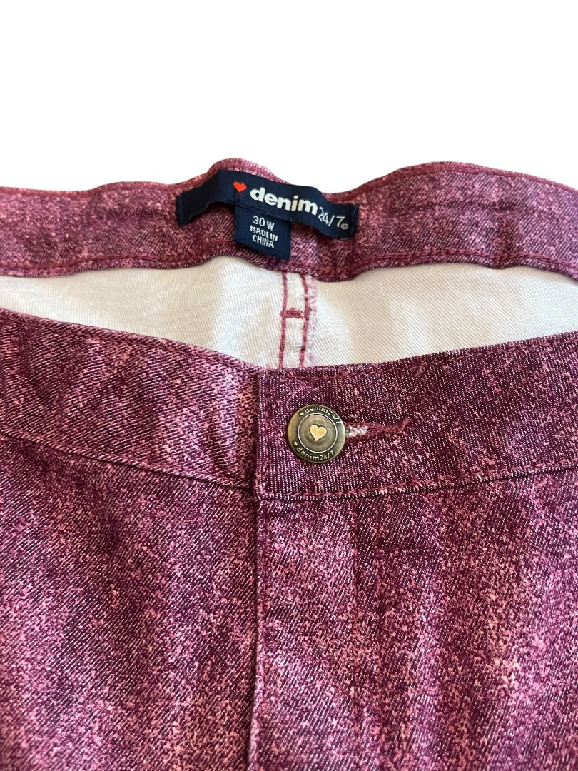 Size 30W Denim 24/7 Stretch Straight Leg Jeans Pockets Purple New