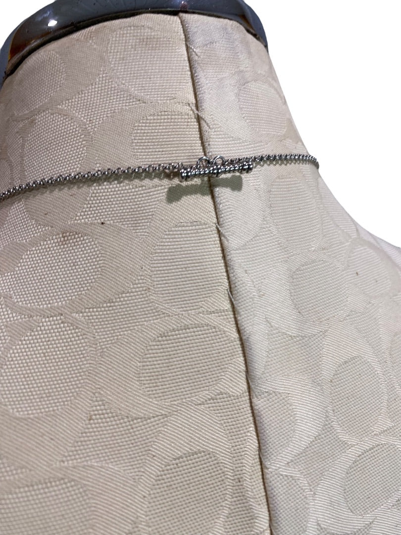Silvertone Chain Necklace 30" Tassel Pendant Toggle Clasp