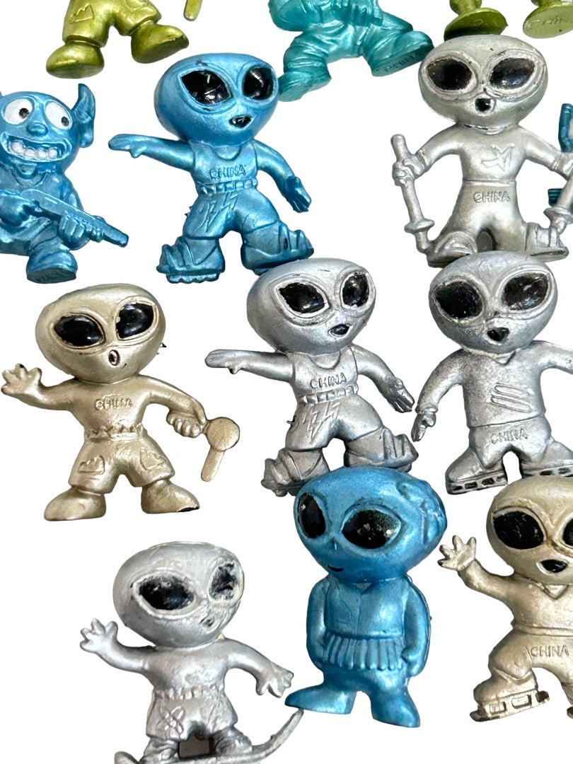 Set of 26 Assorted Vinyl Figurines Metallic Multicolor 7/8"h