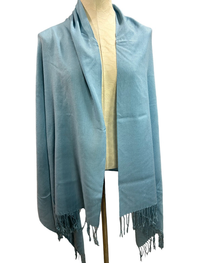 Light Blue New Pashmina Scarf Shawl Fringed 31" x 74"