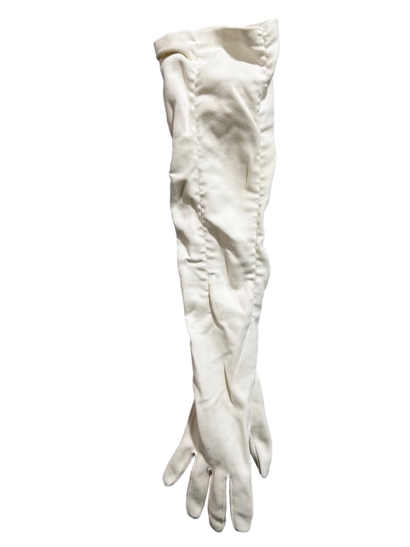 Size 6 Women's White Evening Gloves Stretch Vintage 1960s