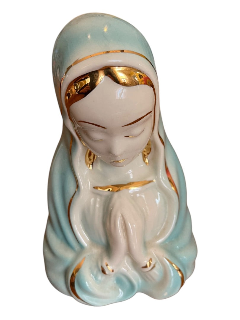 Vintage Midcentury Virgin Mary Praying Blessed Mother Planter 7 Inch