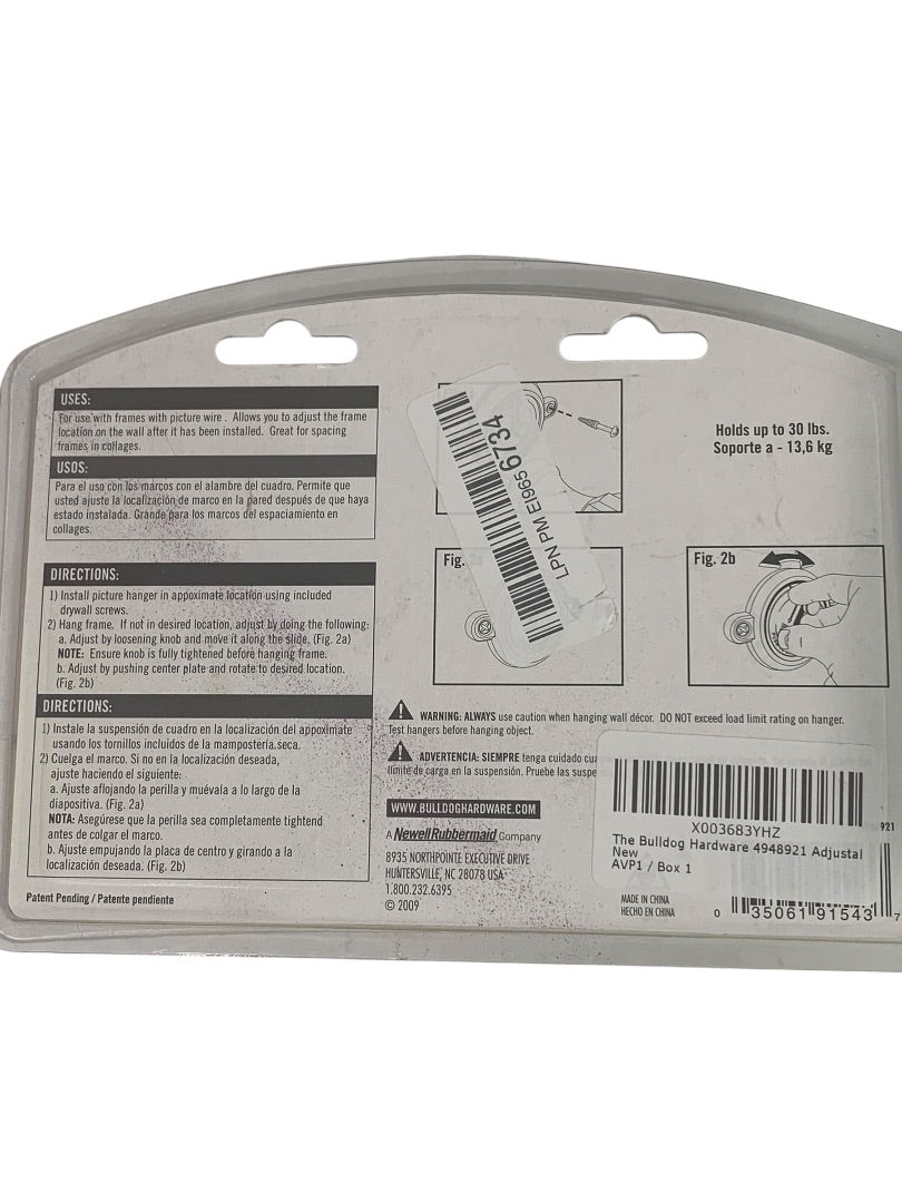 Bulldog Hardware Adjustable Picture Hanger PH-117 Medium Up to 30 lbs