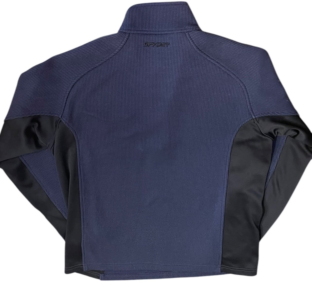 Large Spyder 1/4 Zip Long Sleeve Ribbed Core Mens Sweater Navy Black
