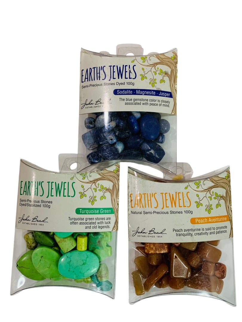 Earths Jewels 3 Packs Beads Sodalite Turquoise Green Magnesite Peach Aventurine Jewelry Making