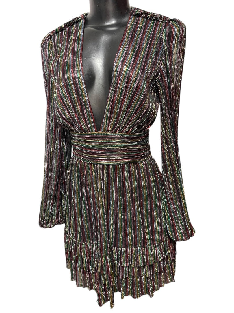 2 Rebecca Vallance Women's Black Metallic Ronnie Cutout Mini Dress