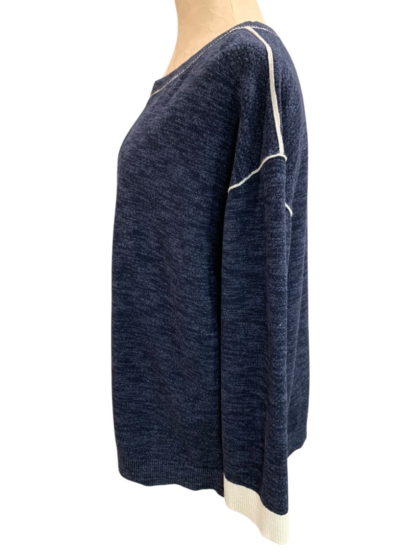 XL T by Talbots Womens Navy Blue Heather Pullover Sweater Casual
