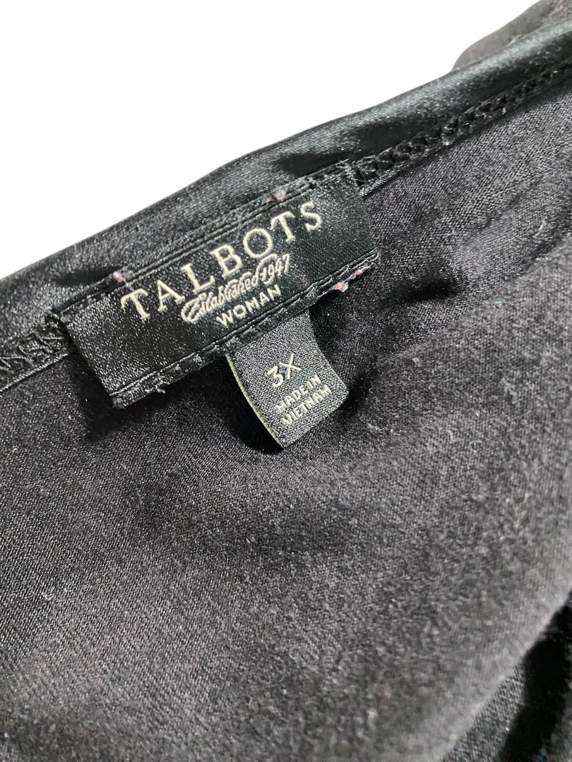3X Talbots Woman Black Long Sleeve Shirt V-Neck Super Soft