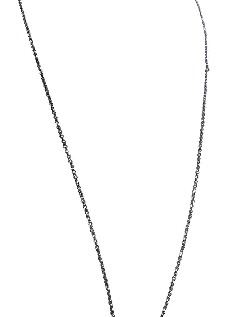 Silvertone Chain Necklace 30" Tassel Pendant Toggle Clasp