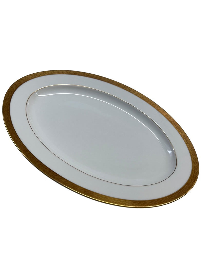 Sango Royalty Pattern White Gold Trim 14" Oval Serving Platter 1970s