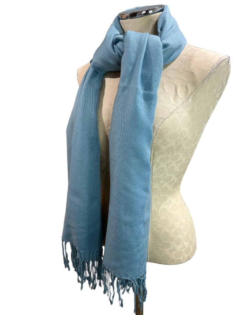 Light Blue New Pashmina Scarf Shawl Fringed 31" x 74"