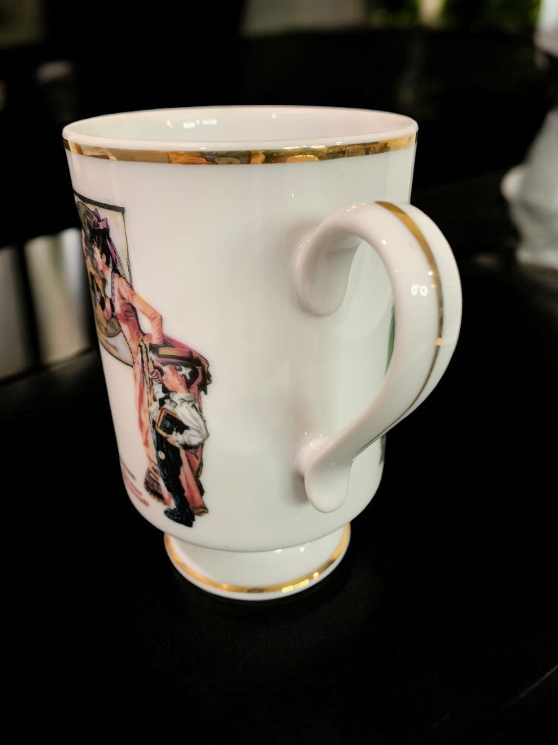 1981 Norman Rockwell Porcelain Pedestal Mug "Back to School" The Danbury Mint