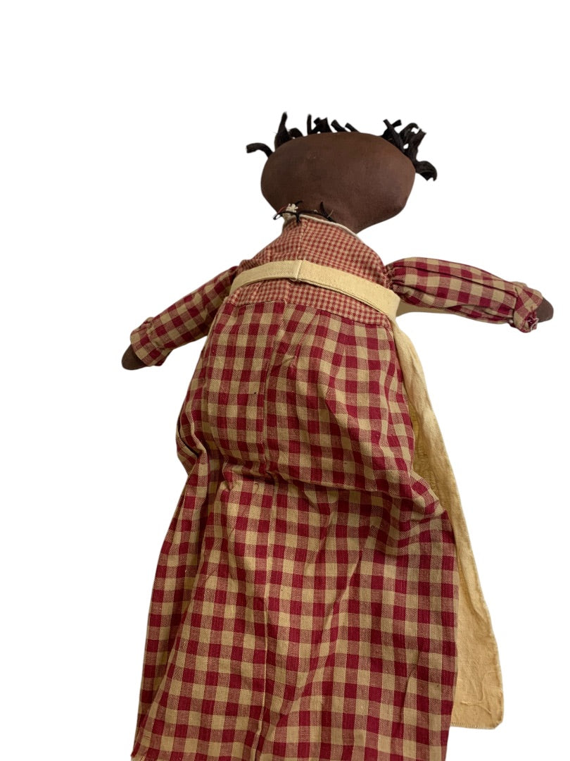 Cloth Doll 20 Inch Girl "Jesse" Primitive Style Painted Gingham Dress