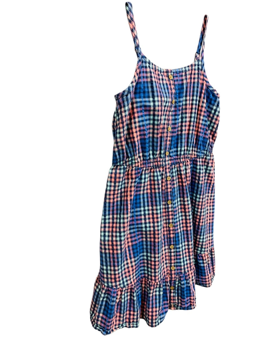 Large (10/12) So Girls Checked Sudress Blue Pink Ruffle Hem