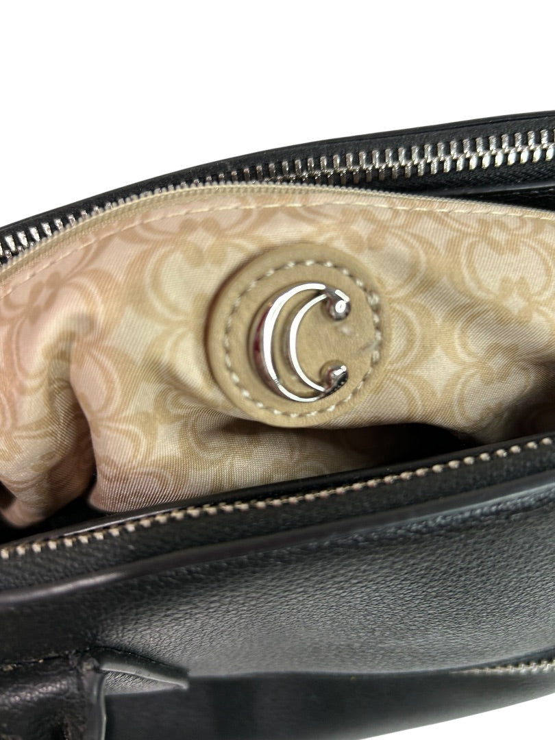 Charming Charlie Black Vegan Leather Satchel Handbag Detachable Crossbody Strap