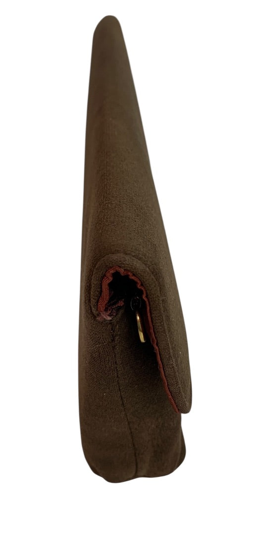 Vintage Brown Fabric Clutch Bag Purse and Change Purse