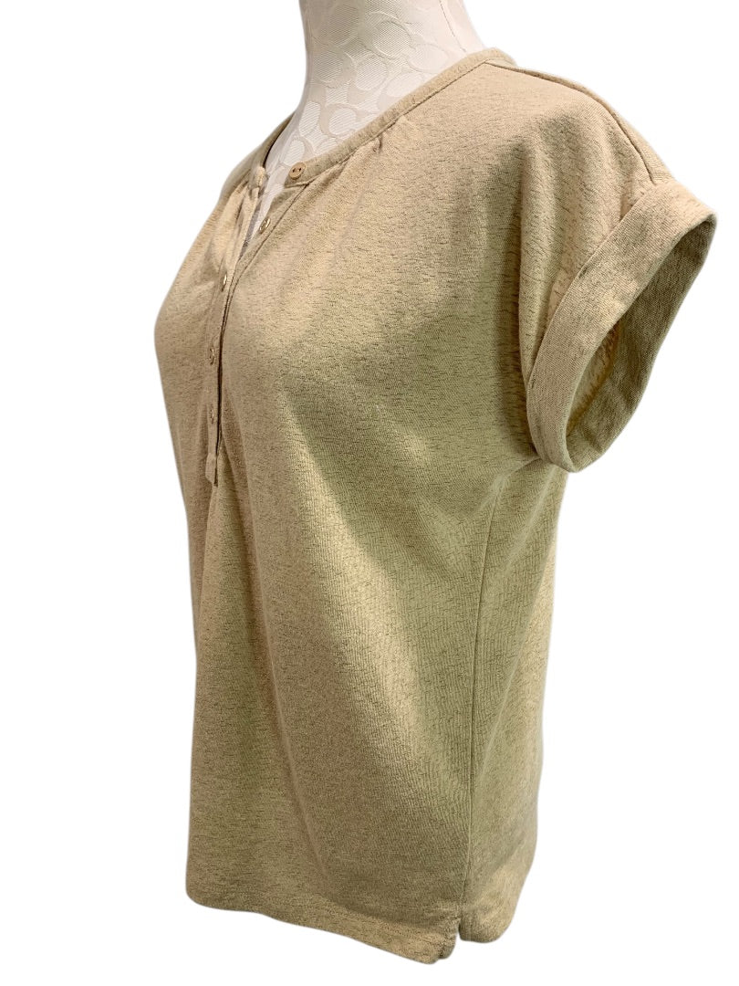 XS Loft Womens Henley Style Tshirt Cuffed Short Sleeve