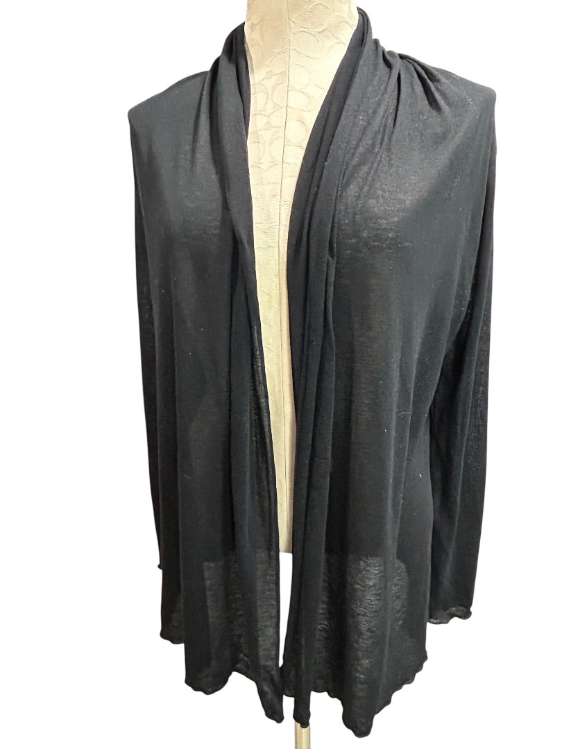 Medium BCBG Max Azria Black Lightweight Knit Open Cardigan Shirt