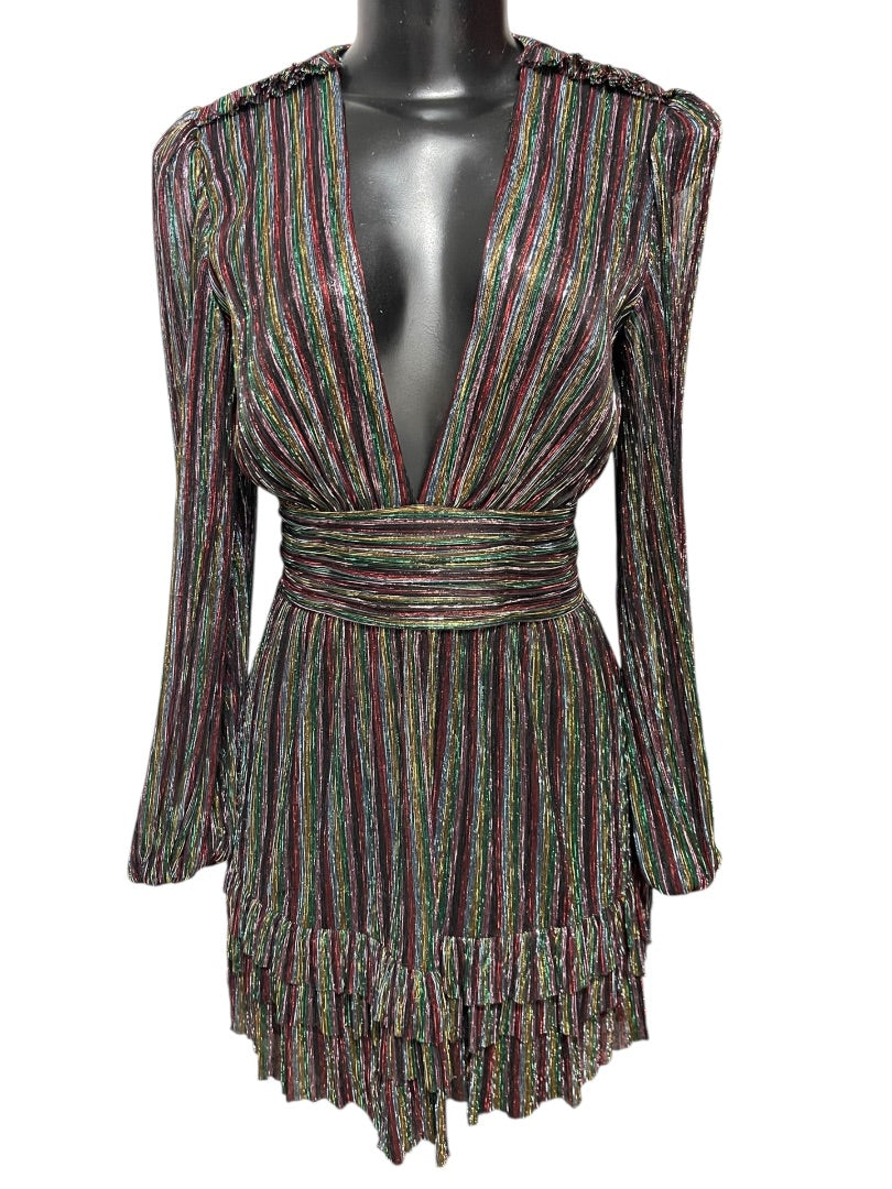 2 Rebecca Vallance Women's Black Metallic Ronnie Cutout Mini Dress