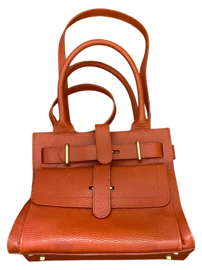 Furla Rust Pebbled Leather Handbag Satchel Shoulder Strap Italy