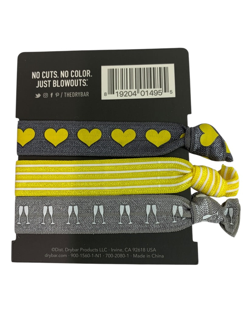 Bun-Day Besties Set of 6 New Hair Elastics Gray Yellow Heart Champagne