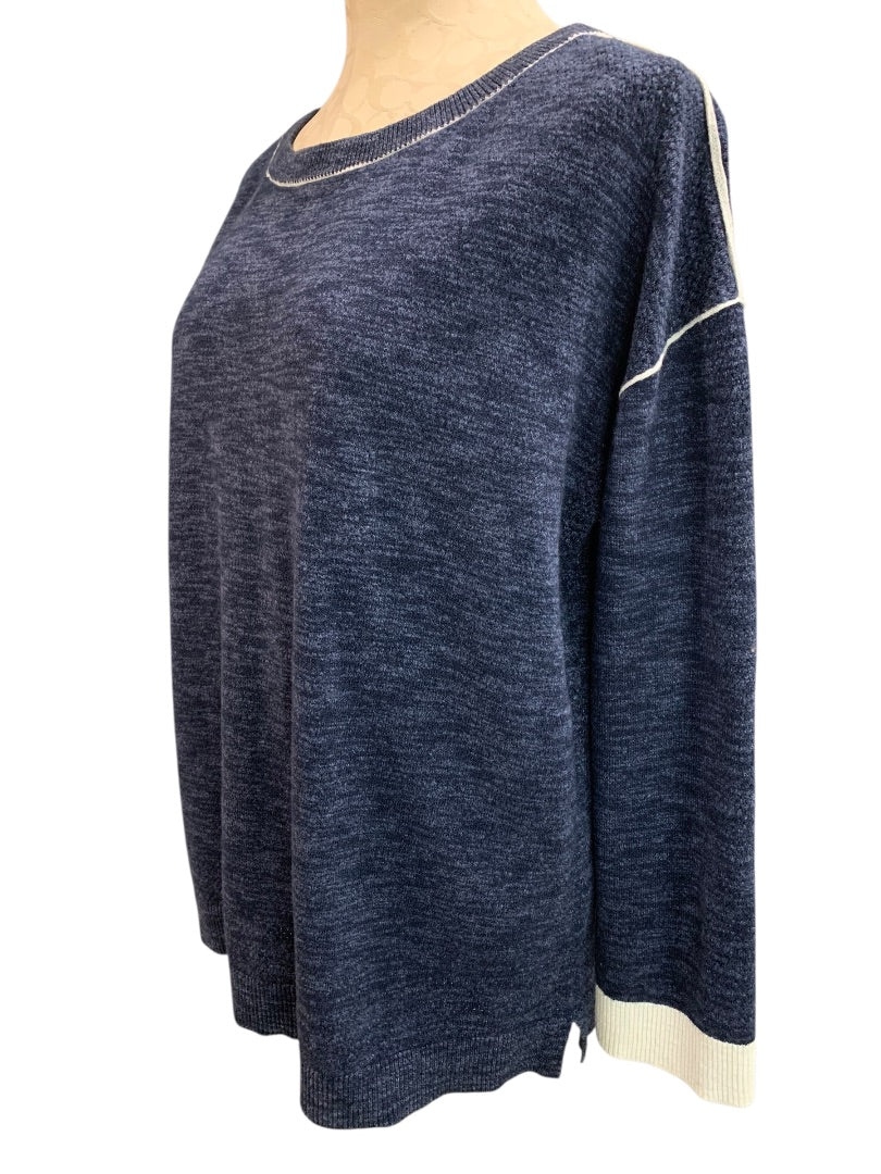 XL T by Talbots Womens Navy Blue Heather Pullover Sweater Casual