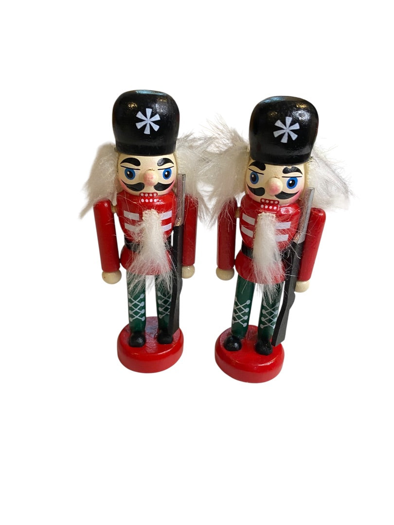 Set of 2 Decorative Nutcrackers 4.5" High Holiday Christmas Decor