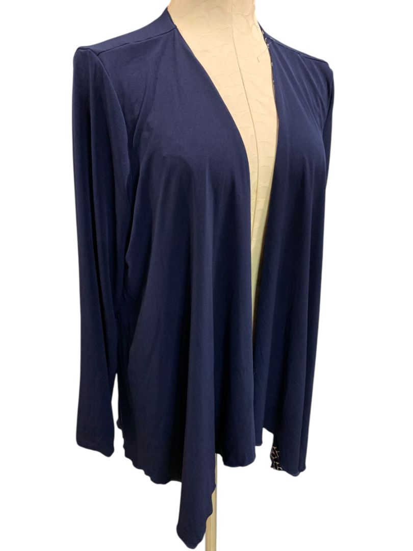 Size XL Womens Navy Blue Reversible Lagenlook Jacket Open