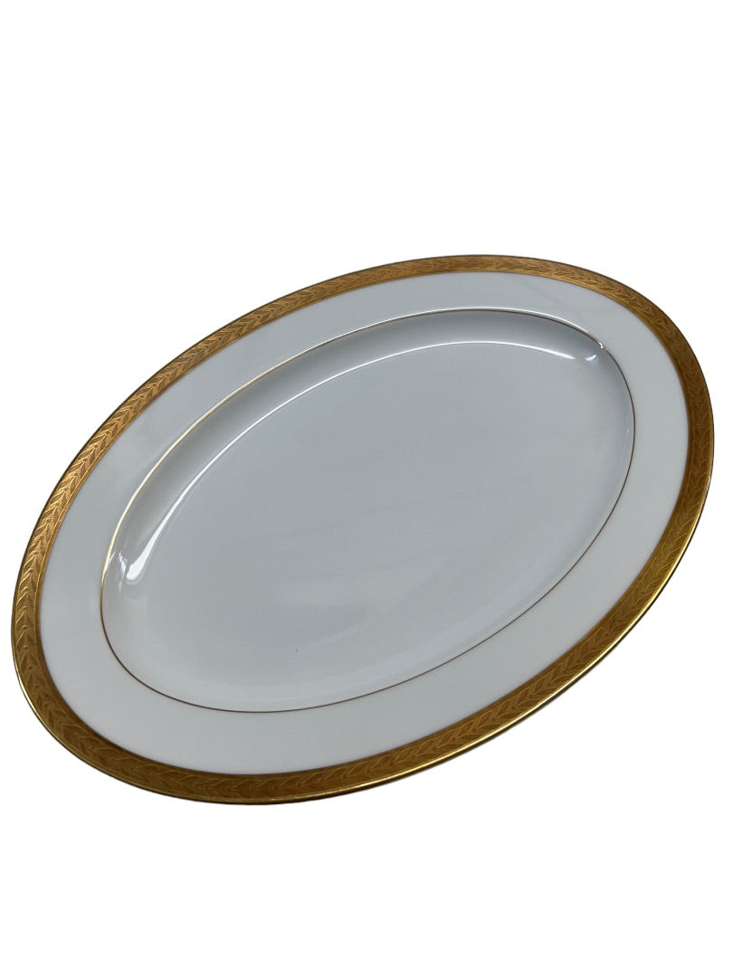 Sango Royalty Pattern White Gold Trim 14" Oval Serving Platter 1970s