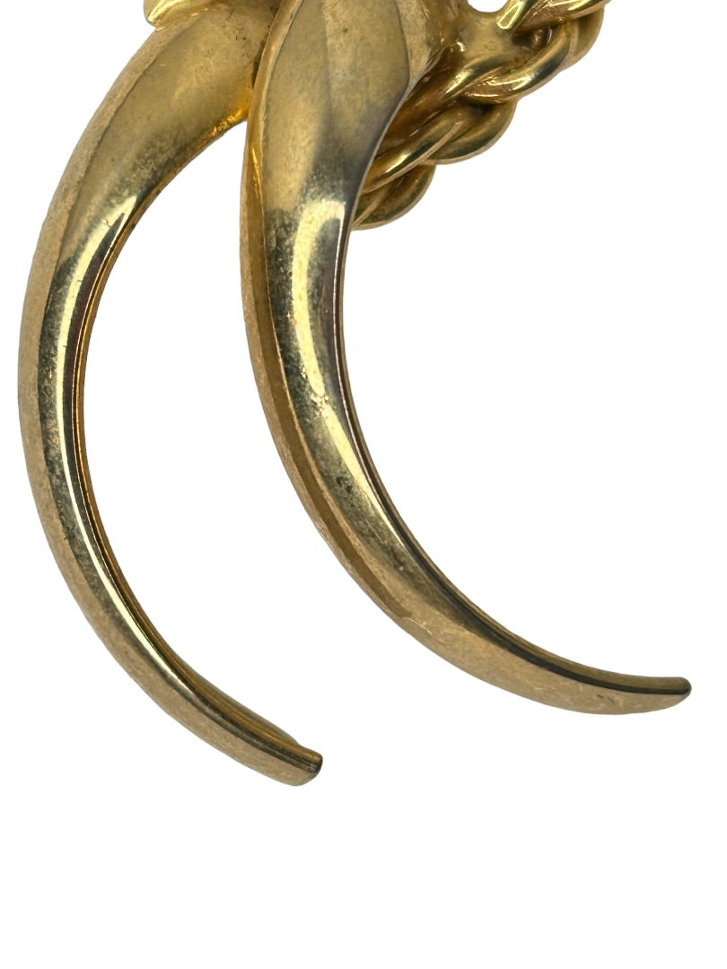 Vintage Goldtone Brooch Dimensional Ribbon Abstract 2.25"