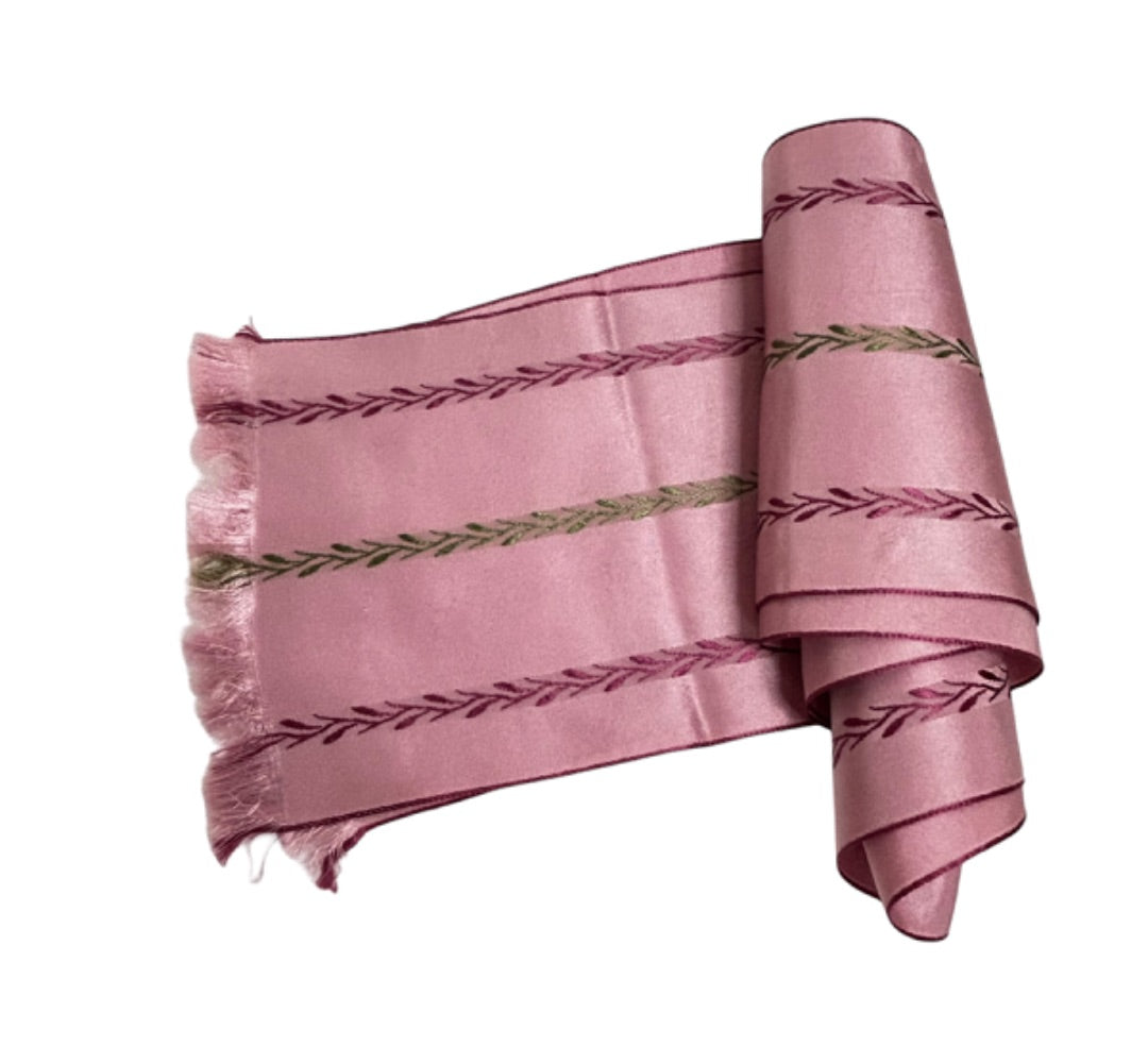Vintage 1960s Made in France for Echo Women's Pink Green Scarf 43"l x 4.75"w