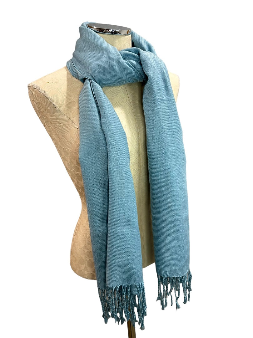 Light Blue New Pashmina Scarf Shawl Fringed 31" x 74"