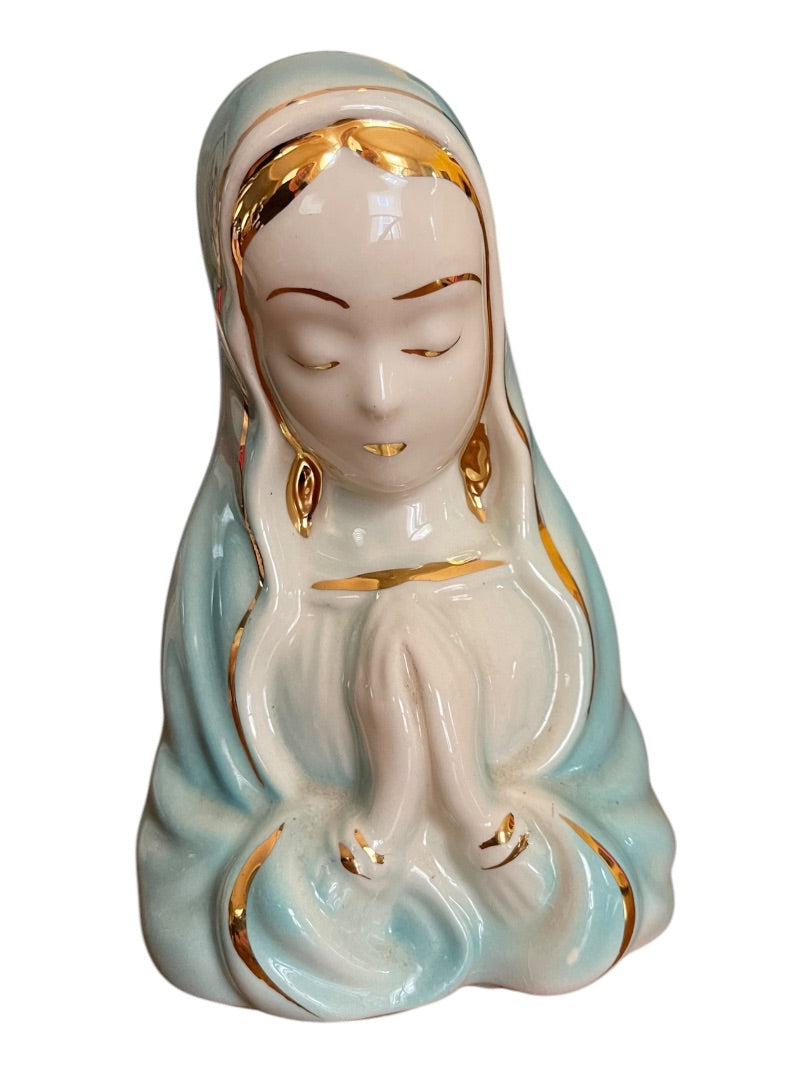 Vintage Midcentury Virgin Mary Praying Blessed Mother Planter 7 Inch