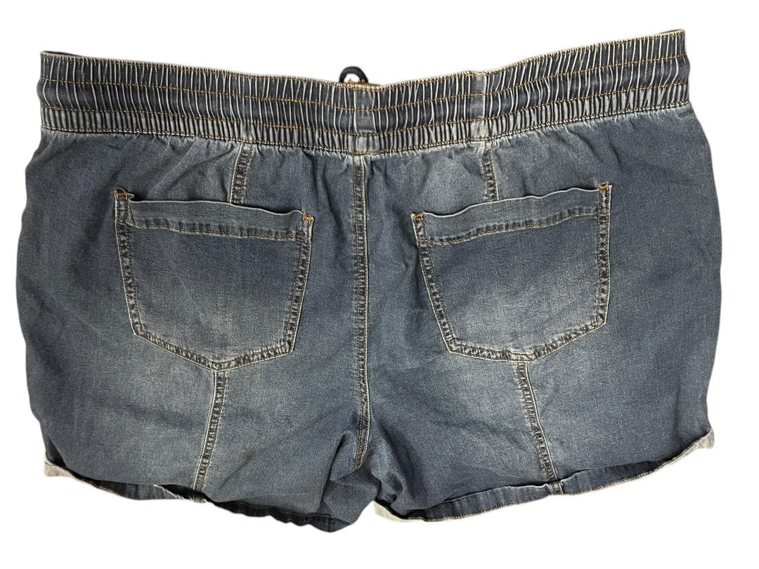 Large One 5 One Womens Pull On Jean Shorts Elastic Drawstring Pockets