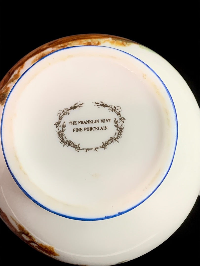 1980s Frankin Mint Fine Porcelain Creamer Collection Asian Farm Scene 4 Inch