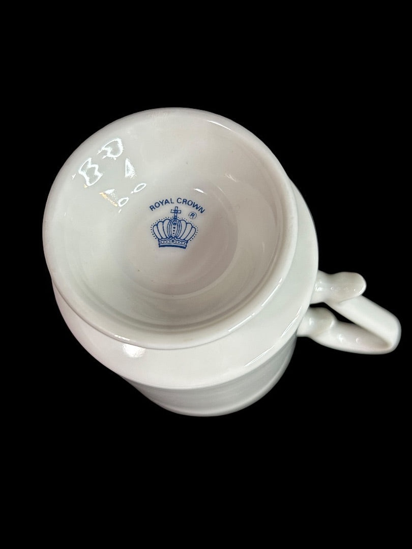 Royal Crown Pedestal Ceramic Bird Mug Gold Trim Orange Throat