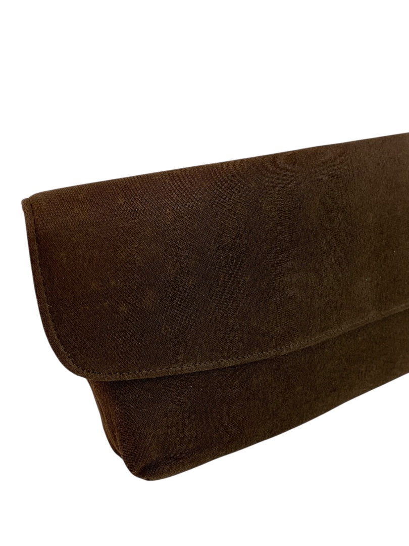 Vintage Brown Fabric Clutch Bag Purse and Change Purse