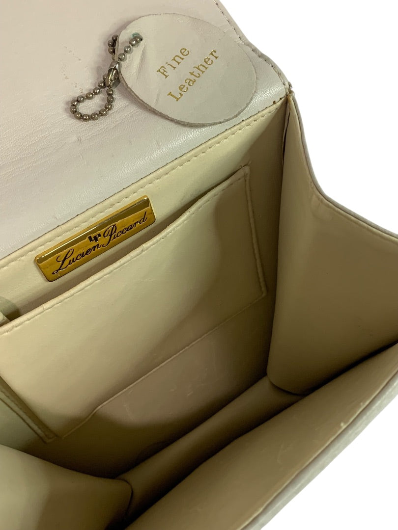 Lucien Piccard Ivory Soft Leather Crossbody Purse Bag 1980s Retro