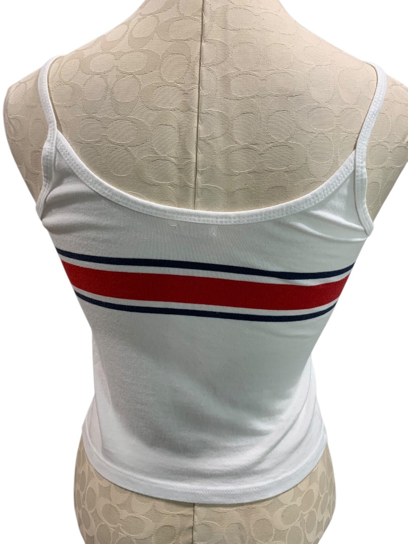 One Size John Galt Brandy Melville Retro White Striped Tank Top Shirt