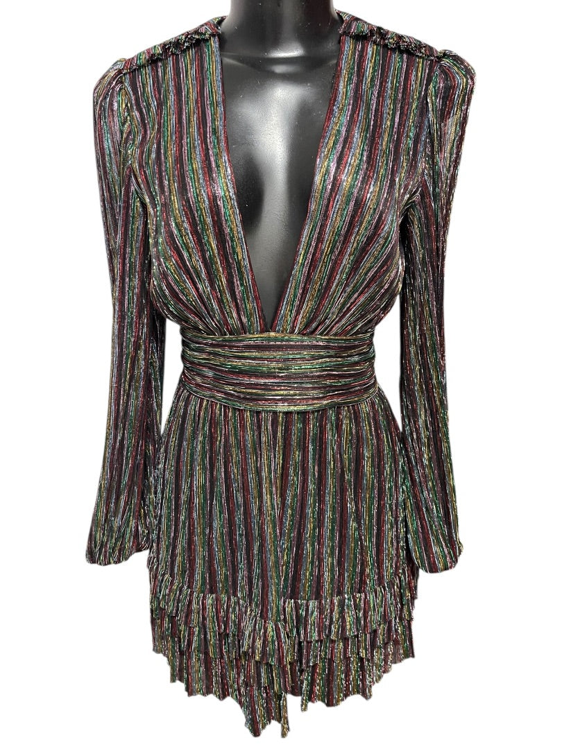 2 Rebecca Vallance Women's Black Metallic Ronnie Cutout Mini Dress
