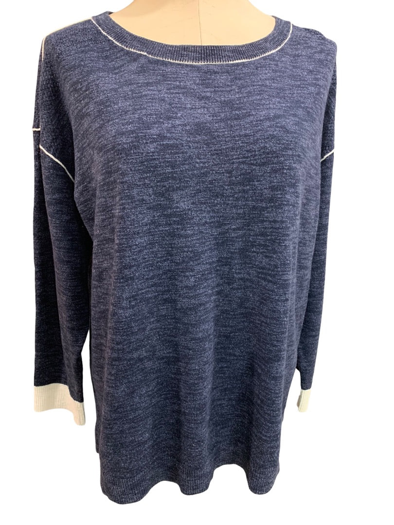 XL T by Talbots Womens Navy Blue Heather Pullover Sweater Casual