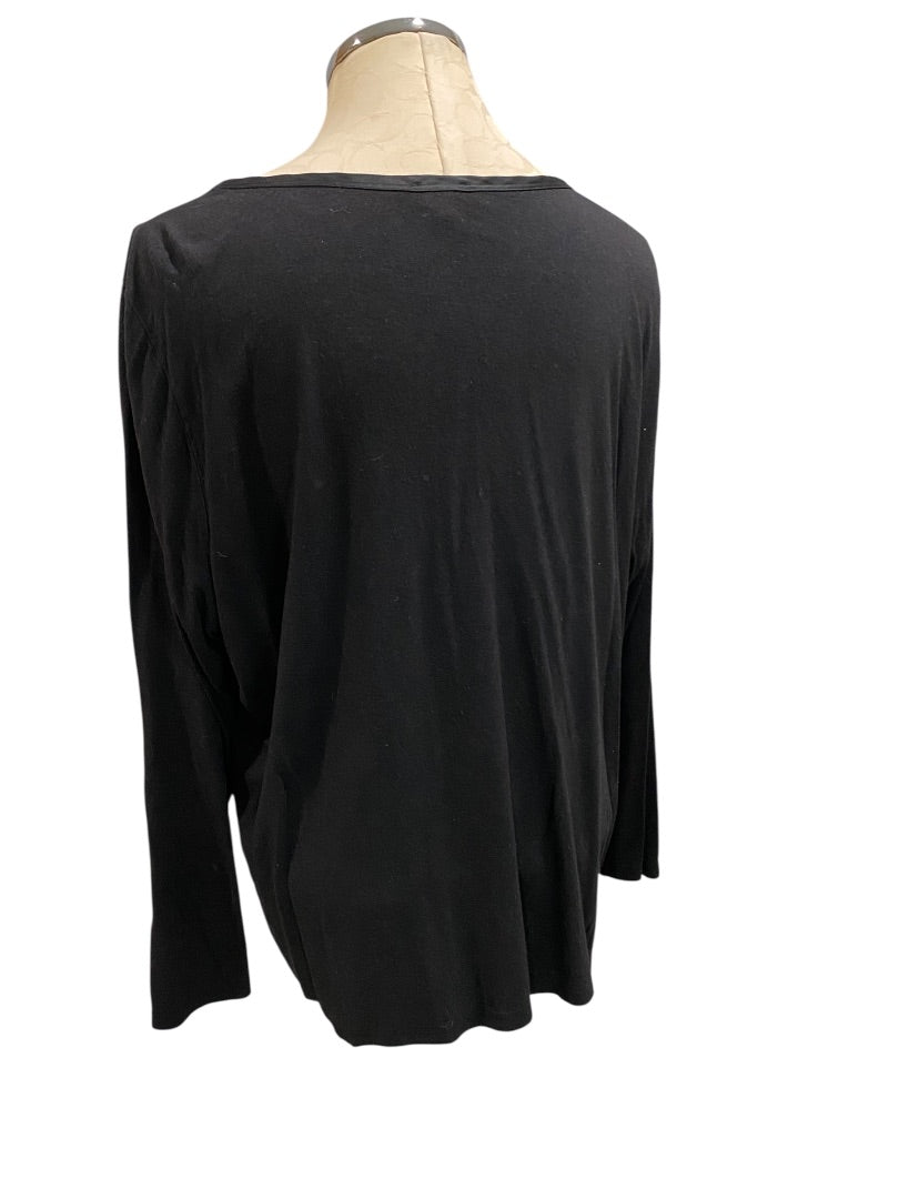 3X Talbots Woman Black Long Sleeve Shirt V-Neck Super Soft