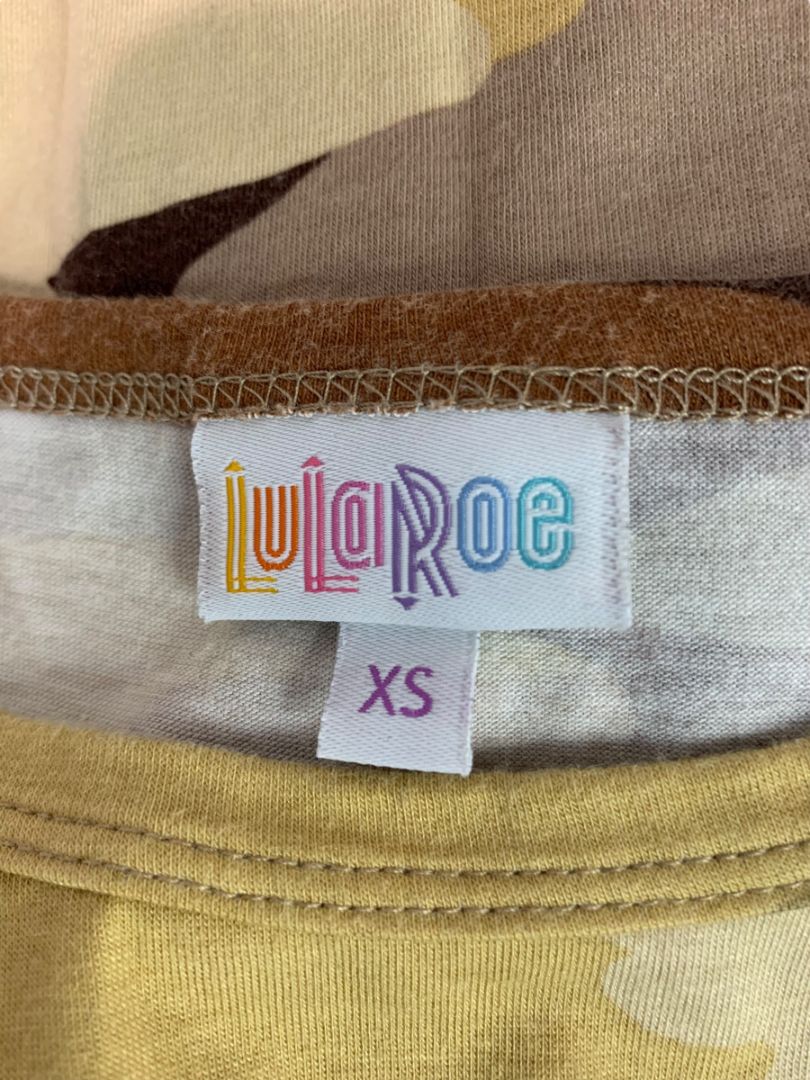 Size XS LulaRoe Maria Tshirt Maxi Dress Camo Print Brown