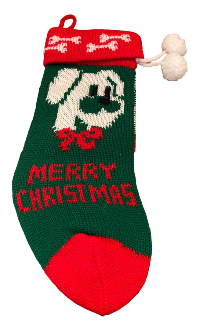 Merry Christmas Red Green White Dog Stocking 11.5" x 4" Holiday Decor