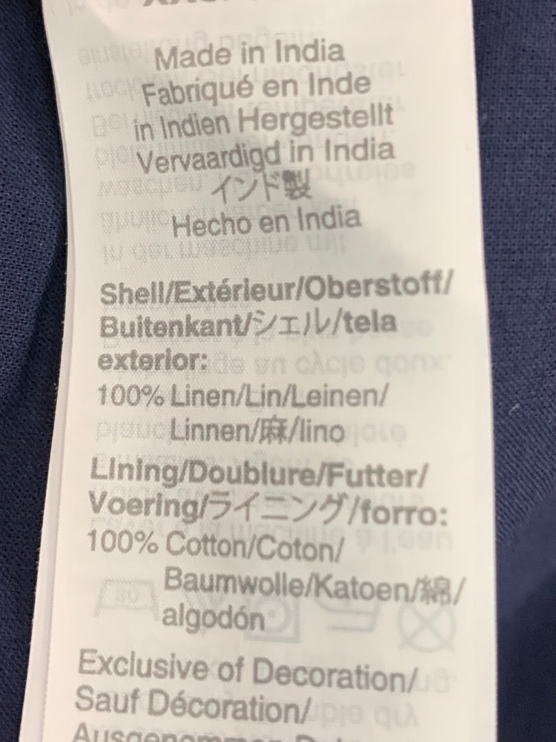 XXS J.Crew New Button-Back Linen Shift Dress Embroidery AP174