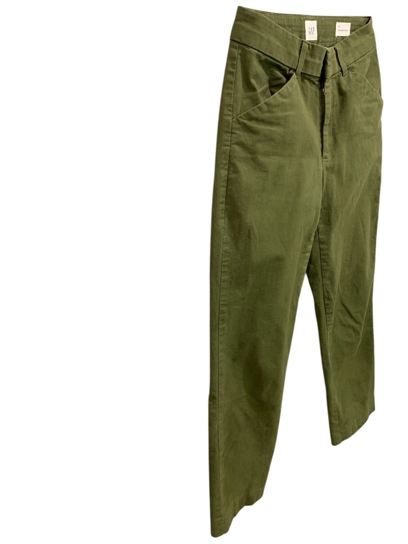 Size 00 Gap Womens Slim Ankle Khaki Pants Olive Green