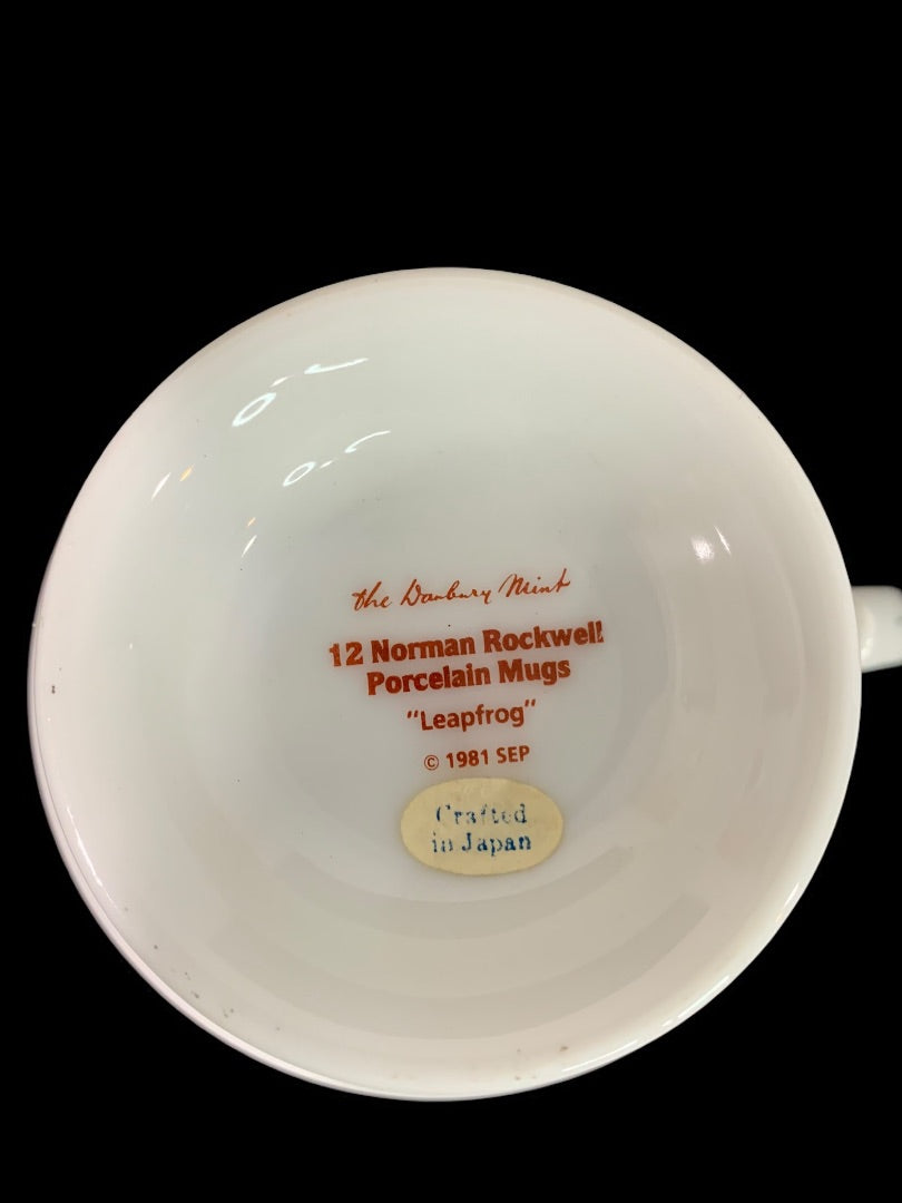 1981 Norman Rockwell Porcelain Pedestal Mug "Leapfrog" The Danbury Mint