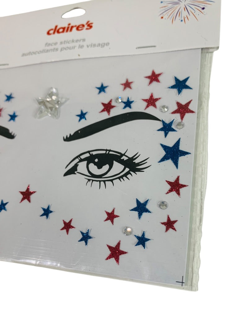 Claires New Face Stickers Patriotic Sparkly Stars USA